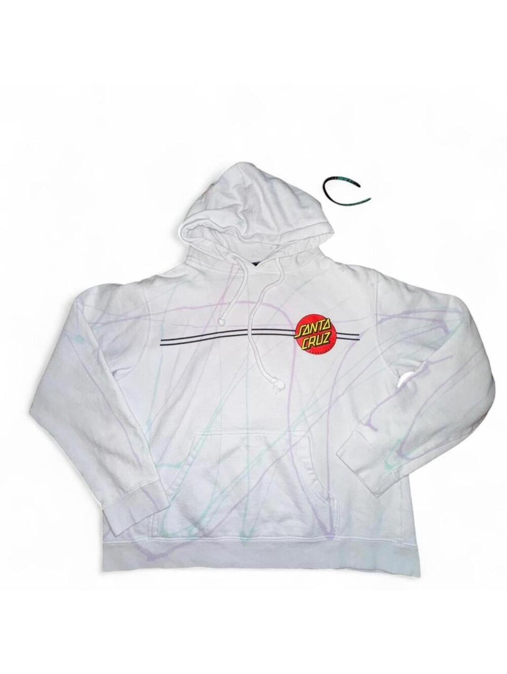 Santa Cruz Graphic Hoodie White Skate Logo Front & Back